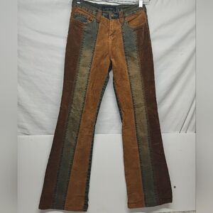 Amisu Brown and Tan Flare Jeans
